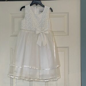Rare Editions White Formal Kids Dress with Bow